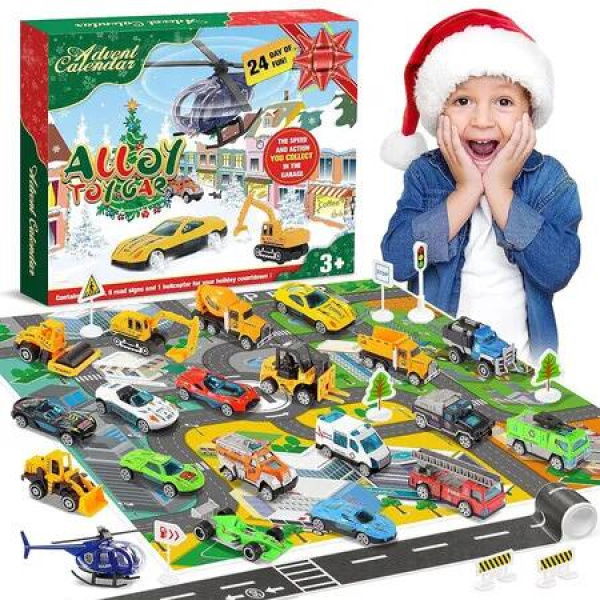 Advent Calendar, Alloy Construction Engineering Vehicle Toy Sets, Christmas Gifts Toys for 3-8 Year Old Boy