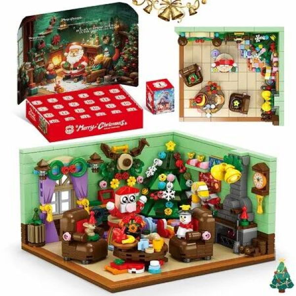 Advent Calendar Building Blocks,24 Day Christmas Countdown Kit with 669PCS Bricks Set