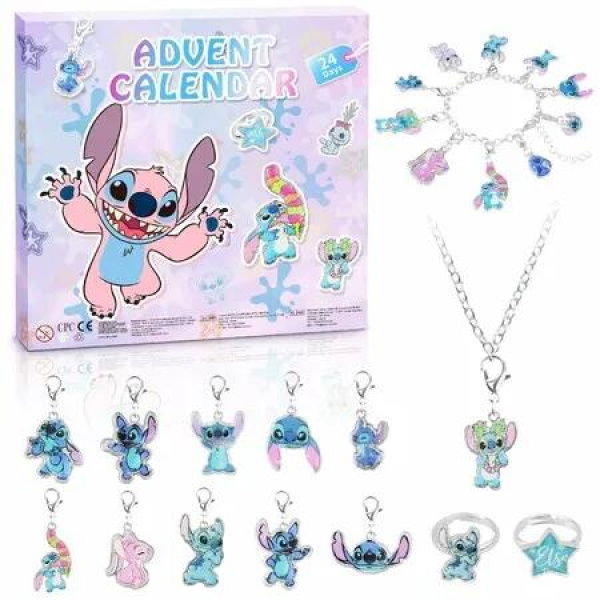 Advent Calendar Christmas 24 Days Countdown Calendar DIY Jewelry Making Kit 22Pcs Unique Cartoon Charm Beads, Surprise Xmas Gifts