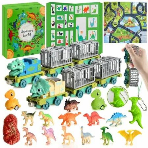 Advent Calendar Dinos Car Toy,Christmas Calendar Children Dinos Christmas Gifts Boys for Children,Girls and Boys