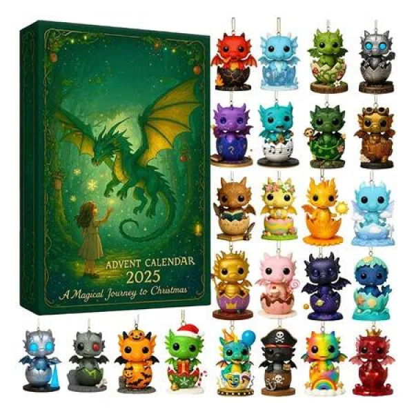 Advent Calendar Dragon 24 Days to Christmas Countdown Christmas Countdown Decorative Dragon Shaped Pendants Gift Christmas Tree Decoration