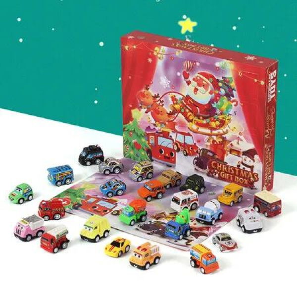 Advent Calendar for Kids Boys, 24 Days Christmas Countdown Calendar with Cute Pull Back Cars Vehicles, Holiday Gift for Kids Age 3 Up