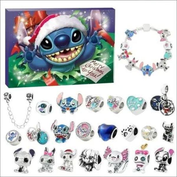 Advent Calendar for Kids,24 Days Christmas Countdown Calendar with Bracelets and Unique Cartoon Beads,Christmas Gifts for Kids,Teens