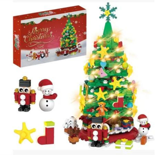Advent Calendar2025 Christmas Tree Building Block Set with Light Calendar Building Kit 24pcs Blind Box Creative Holiday Gifts