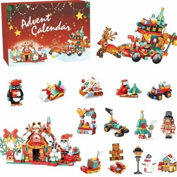 Advent Calendar,24 Boxes of Christmas Countdown Advent Calendars,12 In 1 Christmas Dessert House Advent Calendar,Building Blocks Toy Set