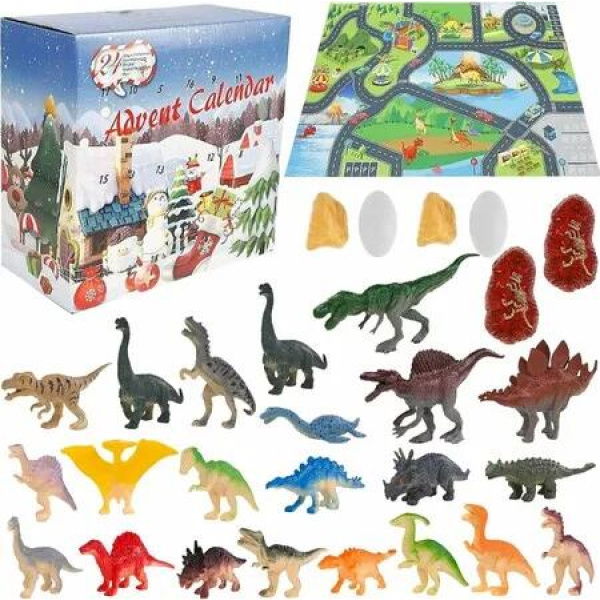 Advent Calendarï¼ŒJurassic Park Advent Calendar with Playmat Rug for Boys, Kids and Toddlers, Mini Dinos for 4 5 6 7 8 Years Old