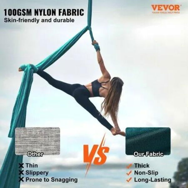 Aerial Silk & Yoga Swing 10 m Length Aerial Yoga Hammock Kit with 100gsm Nylon Fabric Full Rigging Hardware & Easy Set-up Guide Antigravity Flying