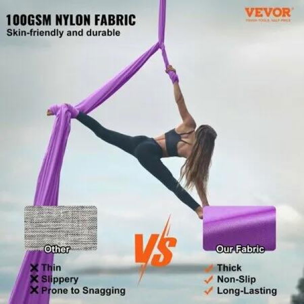 Aerial Silk & Yoga Swing 8 m Length Aerial Yoga Hammock Kit with 100gsm Nylon Fabric Full Rigging Hardware & Easy Set-up Guide Antigravity Flying