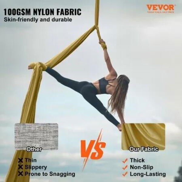 Aerial Yoga Hammock & Swing 4 m Length Aerial Yoga Starter Kit with 100gsm Nylon Fabric Full Rigging Hardware & Easy Set-up Guide Antigravity Flying