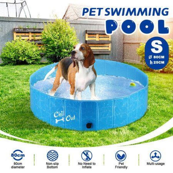 AFP Foldable Dog Puppy Swimming Paddling Pool Washing Bath Tub S Size For Cat Pet Children