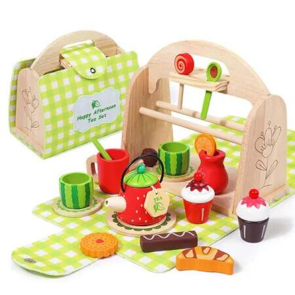 Afternoon Tea wooden Set Character Tea Party Toys Educational Matching Dessert Simulation Set