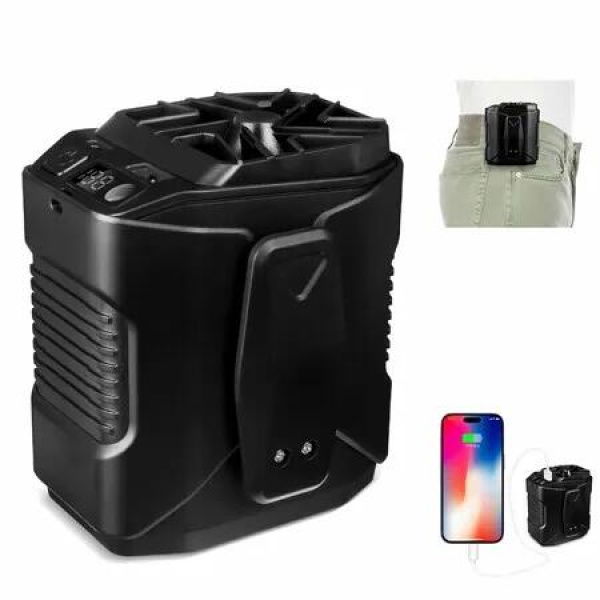 AI Portable Fan Rechargeable,4 Speeds 6600RPM Strong Airflow,Personal Waist Fan,Hands-Free Hanging Neck Fan,Wearable Belt Fan