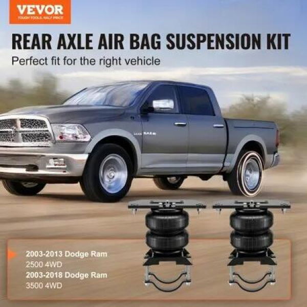 Air Bag Suspension Kit, Air Springs Suspension Bag Kit Compatible with 2003-2013 Dodge Ram 2500 4WD, 2003-2018 Dodge Ram 3500 4WD, 5000 lbs Loading, 5 to 100 PSI