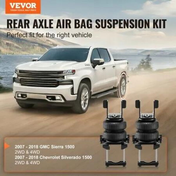 Air Bag Suspension Kit, Air Springs Suspension Bag Kit Compatible with 2007-2018 Chevrolet Silverado 1500 and GMC Sierra 1500 2WD 4WD, 5000 lbs Loading, 5 to 100 PSI