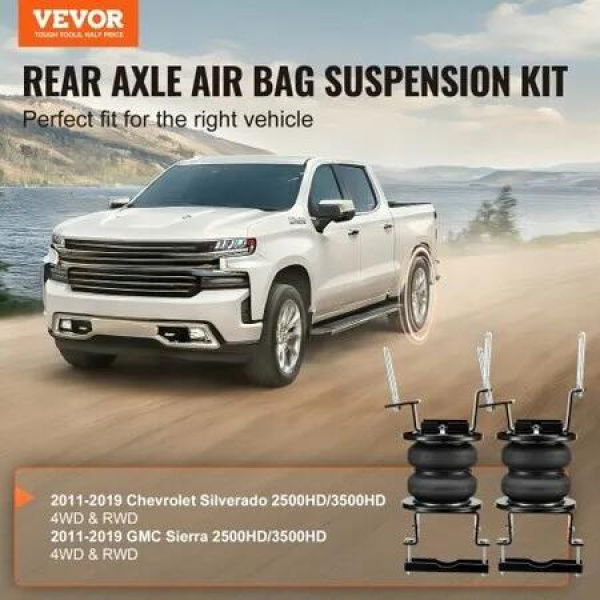 Air Bag Suspension Kit, Air Springs Suspension Bag Kit Compatible with 2011-2019 Chevrolet Silverado 2500/3500HD and GMC Sierra 2500/3500HD 4WD RWD, 5000 lbs Loading, 5 to 100 PSI