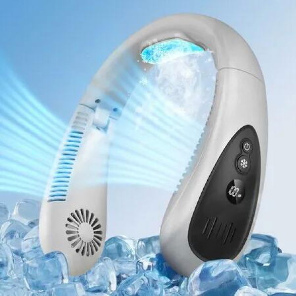 Air Conditioner Portable Neck Fan with Semiconductor Cooling Airflow Bladeless USB Neck Fans Rechargeable with 3 Speeds LED Display