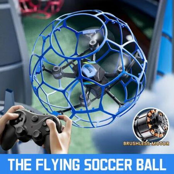Air Football Brushless Motor Training Drone Quadcopter Student Toy with Turtle Mode RGB Light Control Roll Function Headless Mode Christmas Gift COL Blue