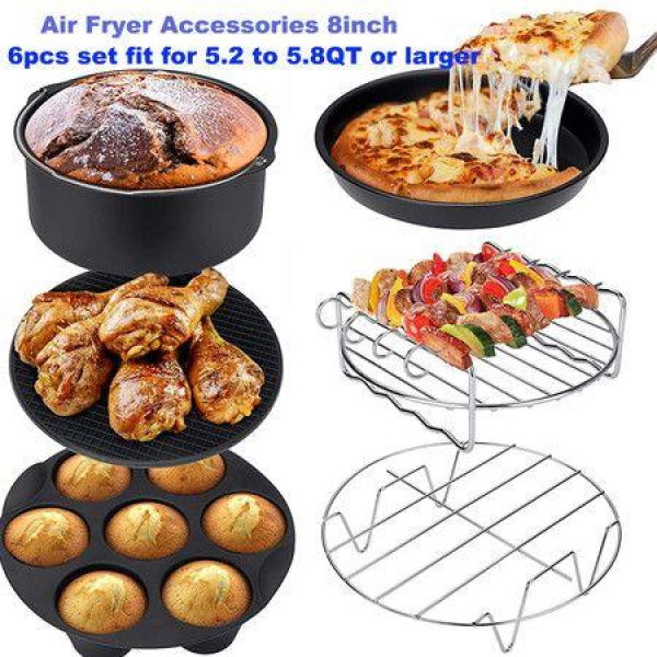 Air Fryer Accessories XL 8-inch 20cm Fit For All 5.2Qt To 5.8Qt Or Larger Air Fryer (7pcs Set).