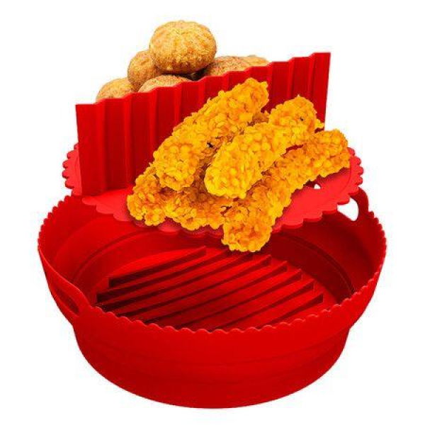 Air Fryer Pot Oven Baking Tray With Detachable Separator Pad Reusable Basket Heat Resistant Easy Cleaning Pan Accessories Color Red