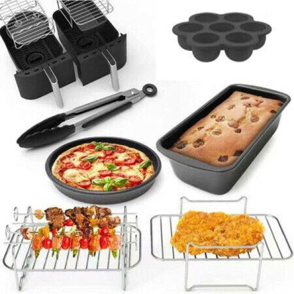 Air Fryer Rack For Double Basket Air Fryers 304 Stainless Steel Multi-Layer Rack Compatible With Ninja Foodi DZ201/401.