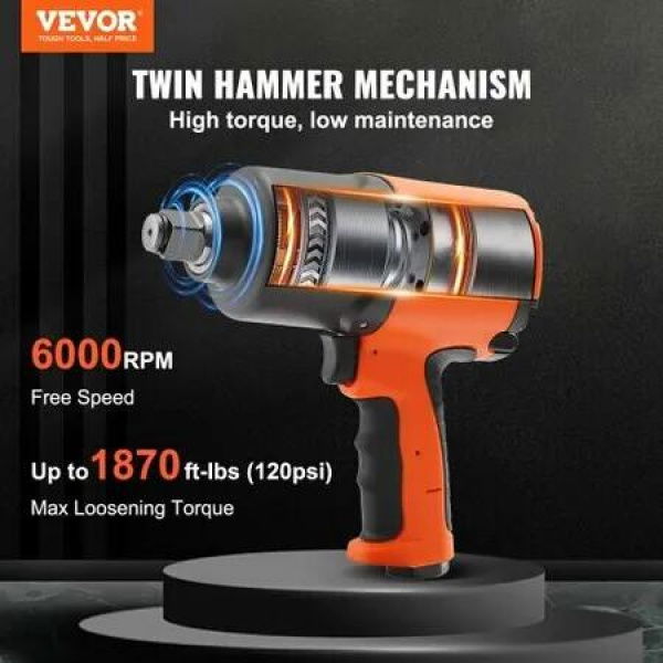 Air Impact Wrench 3/4-Inch Drive Air Impact Gun Up to 1870ft-lbs Nut-busting Torque Composite Pneumatic Impact Wrench