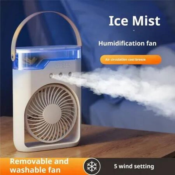 Air Misting Fan Portable USB Powered Rechargeable Summer Cool Fan Evaporative 3 Spray Air Cooler LED Night Light