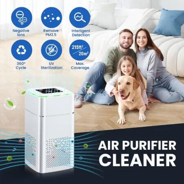 Air Purifier Cleaner Home HEPA Dust Filter Room Fresher Purification System Activated Carbon Filtration Ioniser UV Steriliser Pet Hair Quiet Portable