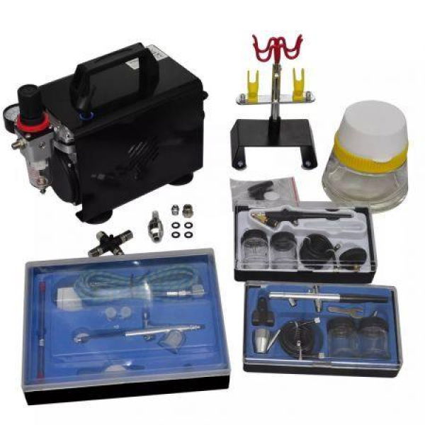 Airbrush Compressor Set With 3 Pistols 255 X 135 X 220 Mm