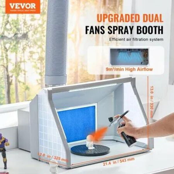 Airbrush Spray Booth Dual-Fans Portable Hobby Airbrush Paint Spray Booth