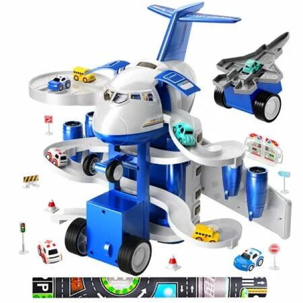 Airplane Boy Toys for Age3+ Year Old Boys,Car Race Tracks for Kids with 8 Small Car Toys,Toddlers Educational Toy,Birthday Gifts