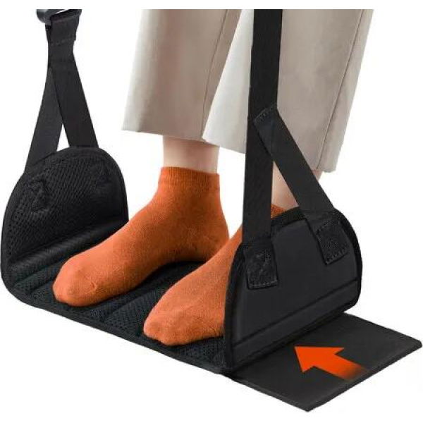 Airplane Foot Hammock with Hardboard Support Adjustable Foot Hammock for Plane Travel Portable Foot Rest Essentials for Travel Long Flight