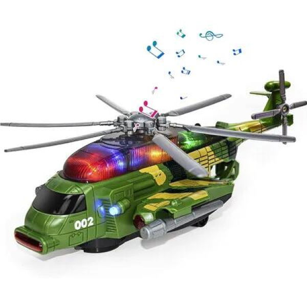 Airplane Helicopter Plane Toy for 3 4 5 6 7 8 Year Old Boys Girls Kids, Toys Helicopter with Light and Music Army Plane Toys