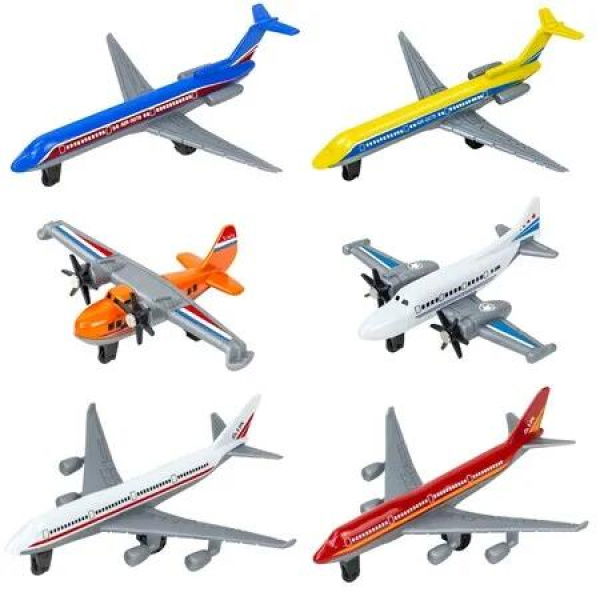 Airplane Toy Diecast Model Play Set Alloy Glider Planes Airlines 6 Pieces Fun Children Gift Boys Ages 3+ Adventure