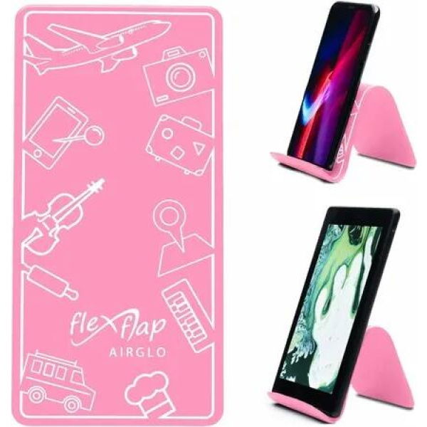 Airplane Travel Essentials for Flying Flex Flap Cell Phone Holder and Flexible Tablet Stand for Desk, Bed, Treadmill, Home and Airplane, Pink