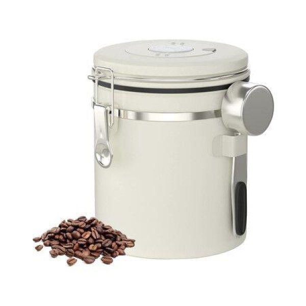 Airtight Coffee Canister,1500ML Stainless Steel Coffee Container CO2 Valve Vacuum Coffee Bean Storage