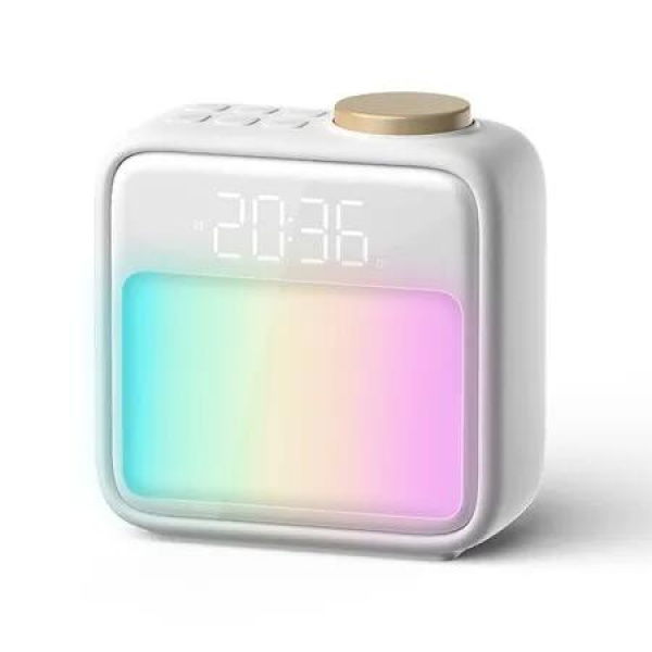 Alarm Clock Night Lights 6 Scenes Noise Sync Snooze Bedrooms Heavy Sleepers Relaxation Dual White Gift Kids Teens Modern
