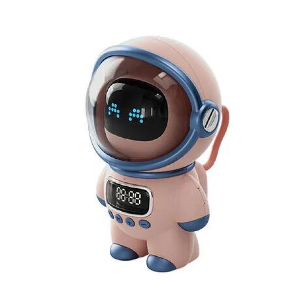 Alarm Clock with Night Light AI Intelligent Voice Bluetooth Speaker Shaped Digital Clock Birthday Gift Office Bedroom Decor (Pink)