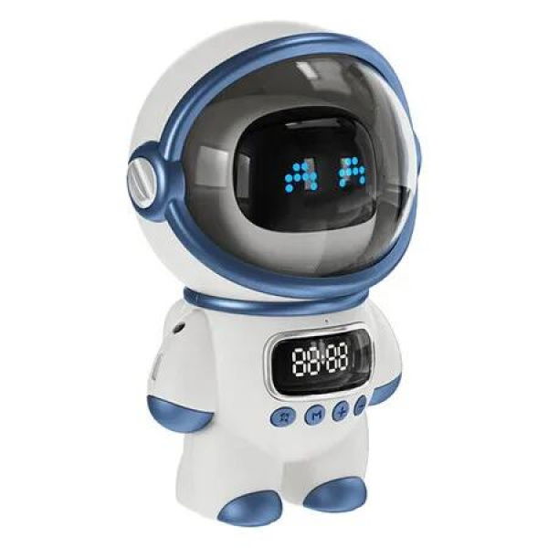 Alarm Clock with Night Light AI Intelligent Voice Bluetooth Speaker Shaped Digital Clock Birthday Gift Office Bedroom Decor (White)