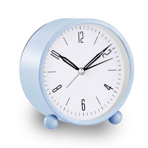 Alarm Clock,4 inch Super Silent Non Ticking Small Clock with Night Light,Battery Operated,Simply Design (Sky Blue)