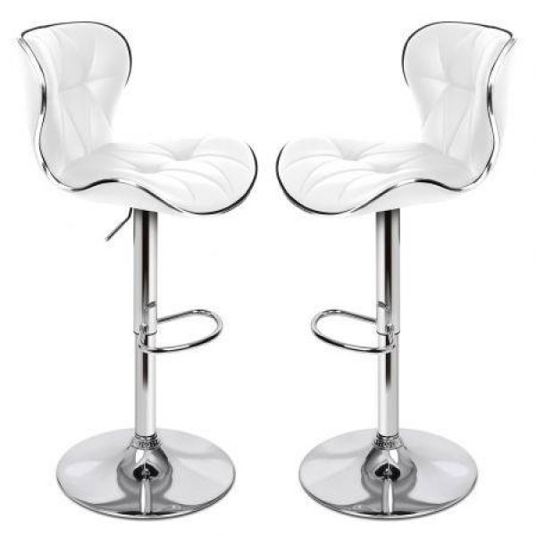 ALFORDSON 2x Bar Stools Luna Kitchen Swivel Chair Leather Gas Lift WHITE