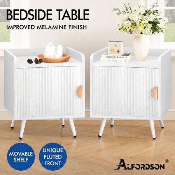 ALFORDSON 2x Bedside Table Cabinet Nightstand Side Storage White
