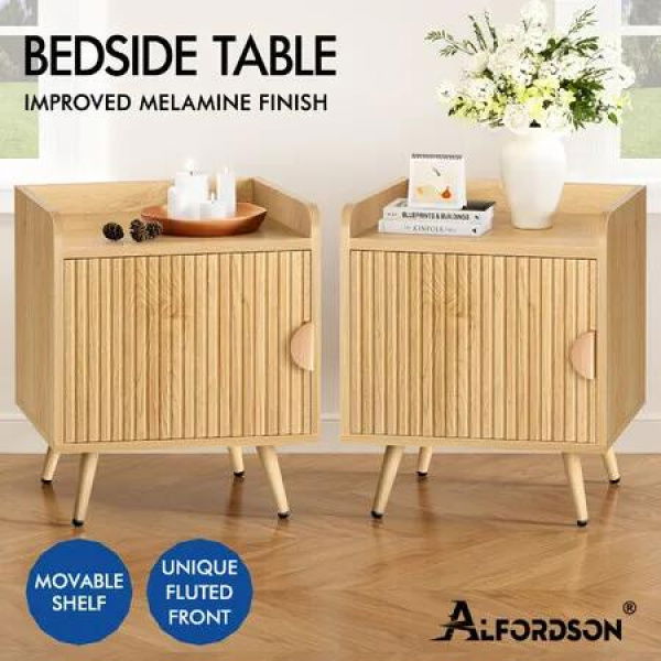 ALFORDSON 2x Bedside Table Cabinet Nightstand Side Storage Wood