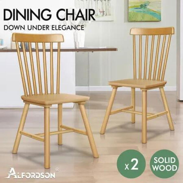 ALFORDSON 2x Dining Chairs Retro Walnut Modern Seat Oak