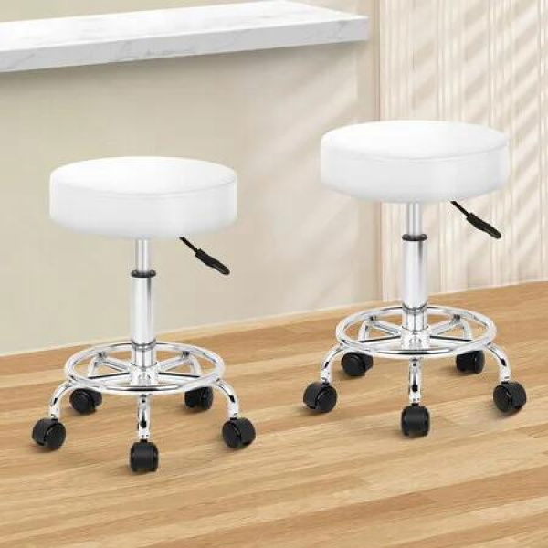 ALFORDSON 2x Salon Stool Round Swivel Barber Hair Dress Chair Gas Lift White