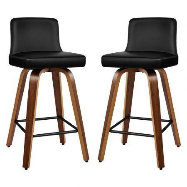 ALFORDSON 2x Swivel Bar Stools Bailey Kitchen Wooden Dining Chair BLACK