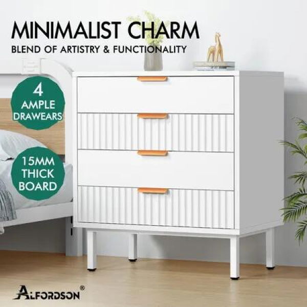 ALFORDSON 4 Chest of Drawers Modern Storage Cabinet Dresser Tallboy White