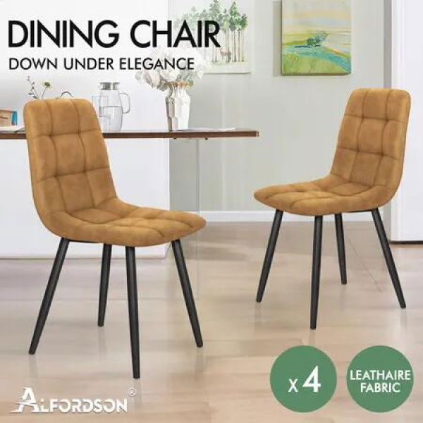 ALFORDSON 4x Dining Chair Retro PU Faux Leather Brown