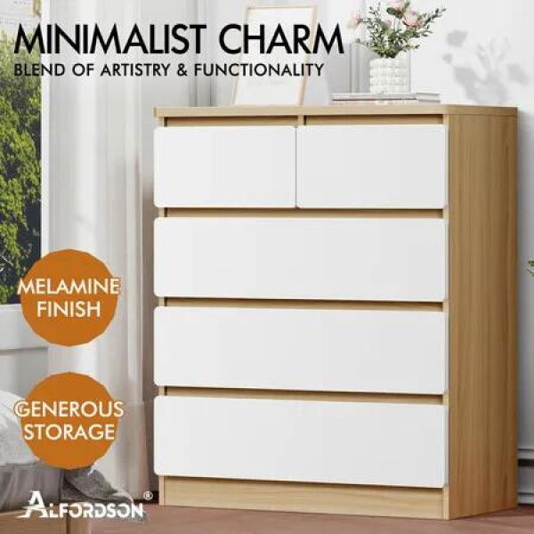 ALFORDSON 5 Chest of Drawers Minimalist Storage Cabinet Dresser Tallboy Wood
