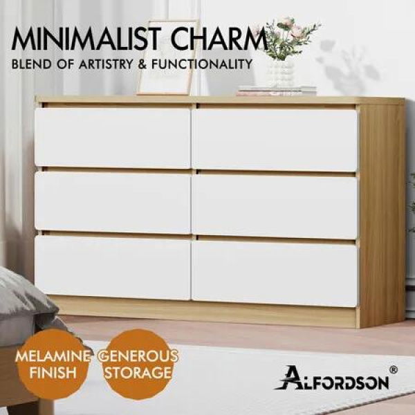 ALFORDSON 6 Chest of Drawers Minimalist Storage Cabinet Dresser Tallboy Wood