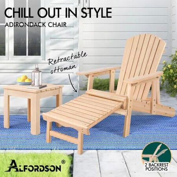 ALFORDSON Adirondack Chair Table 2PCS Set Wooden Outdoor Furniture Beach Wood